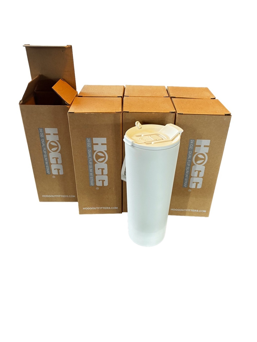 HOGG 24oz Dual Flip Slim Tumblers Set of 7 White New